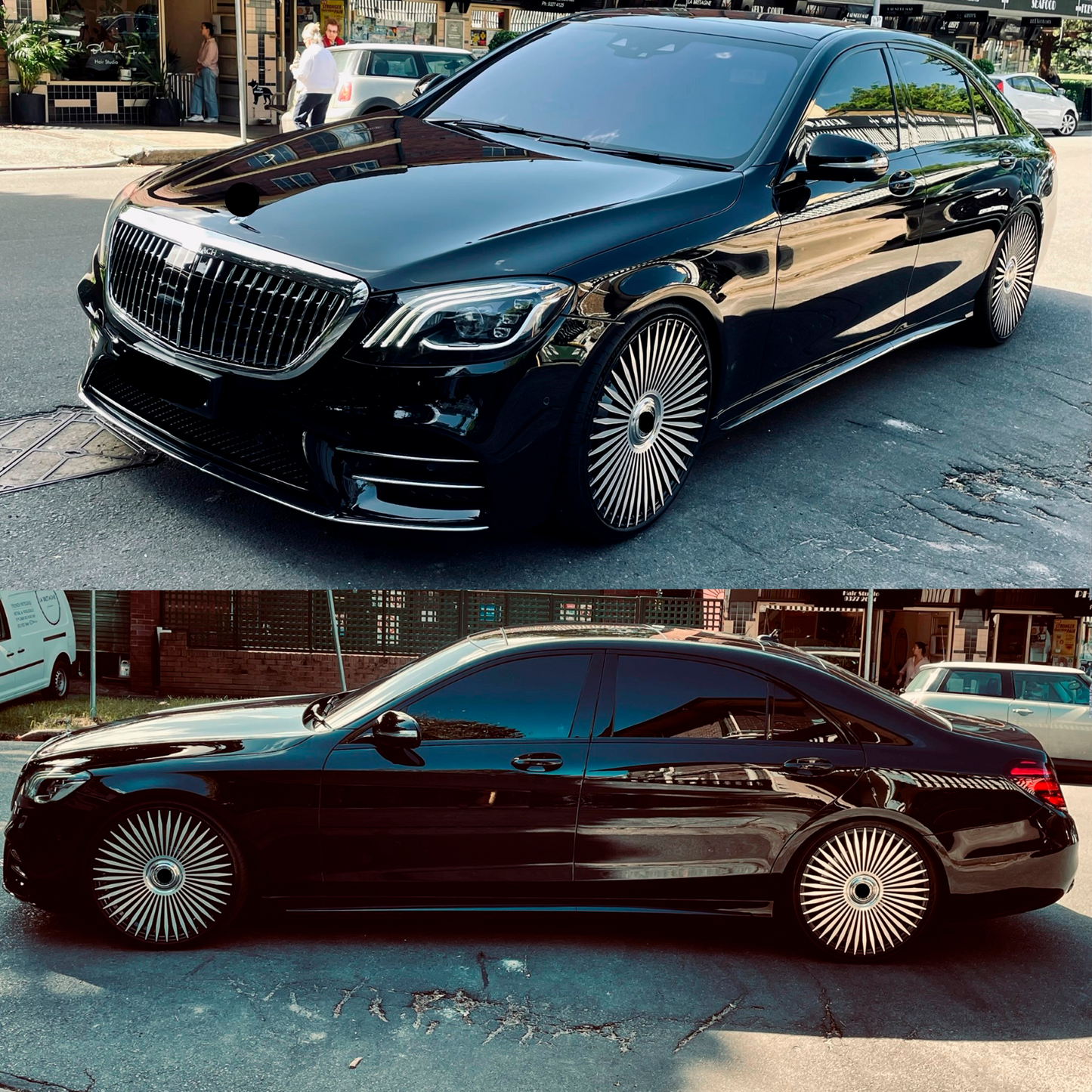 AGL45 We produced premium quality forged wheels rims for MERCEDES BENZ S CLASS W222 Our wheels sizes: Front 22 x 9 ET 31 Rear 22 x 10 ET 35 Finishing: Machine Face Forged wheels can be produced in any wheel specs by your inquiries and we can provide our specs