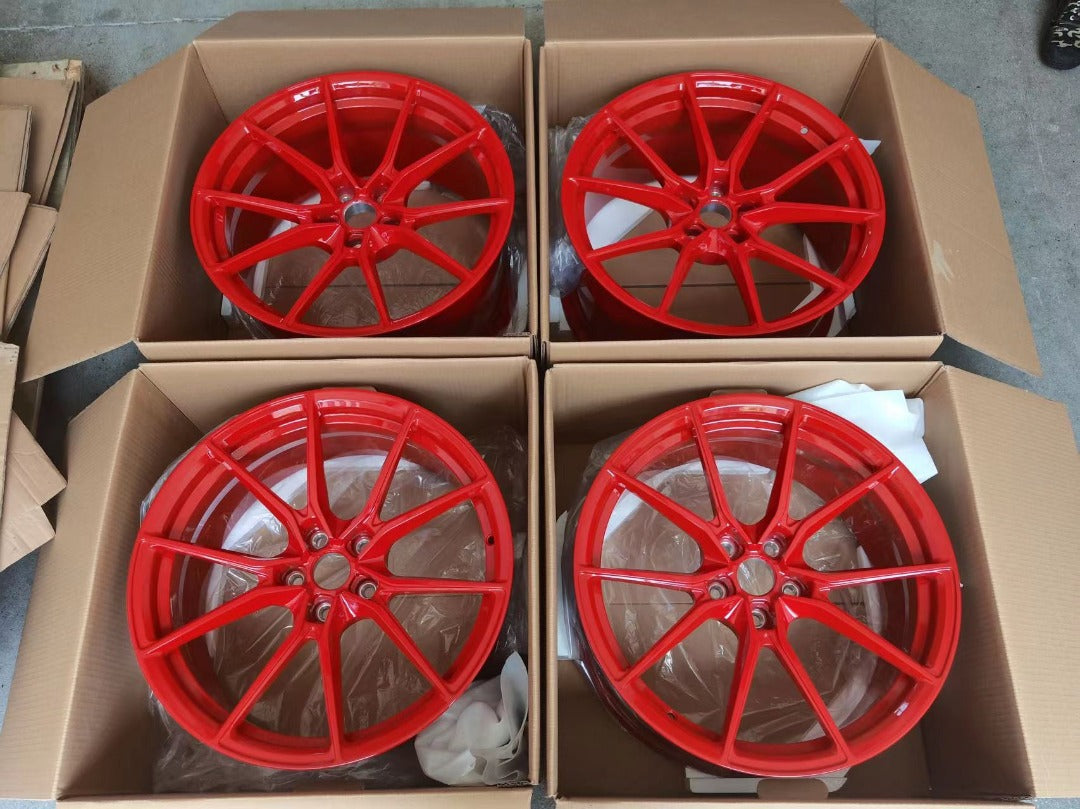 We produced premium quality forged wheels rims for BMW 3 SERIES G20 Our wheels sizes: Front 19 x 8.5 ET 25 Rear 19 x 9.5 ET 35 Finishing: Candy Red Forged wheels can be produced in any wheel specs by your inquiries and we can provide our specs