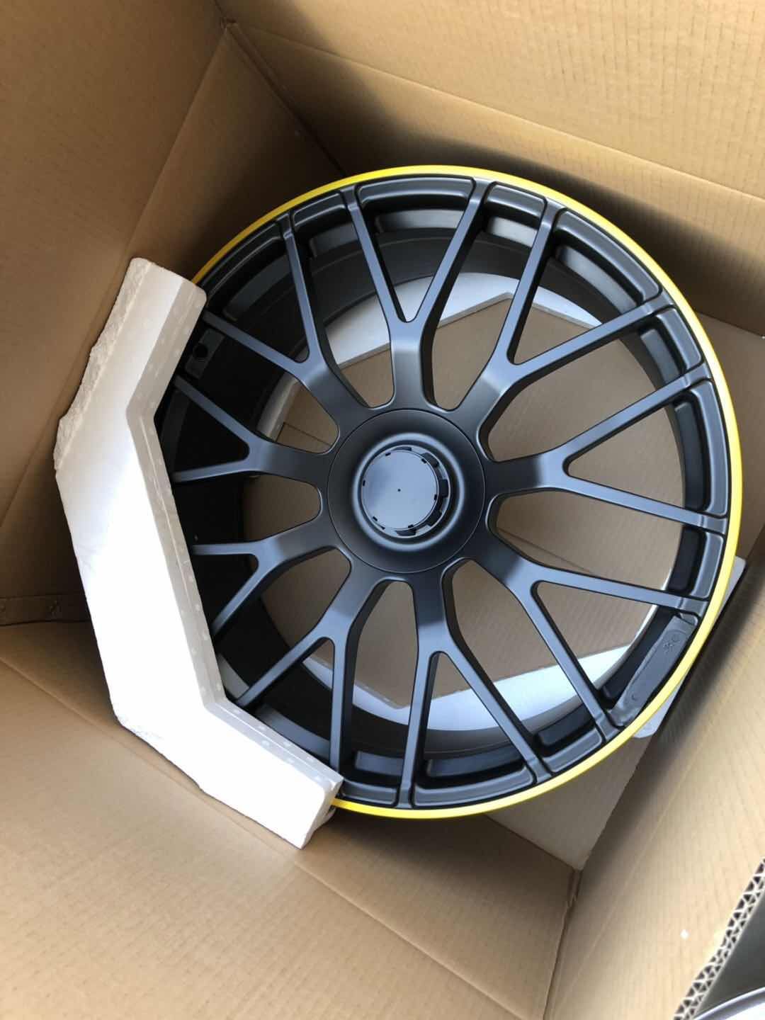 We produced premium quality forged wheels rims for MERCEDES BENZ CLS CLASS CLS63 AMG C257 Our wheels sizes: Front 20 x 8 ET 43 Rear 20 x 9 ET 49 Finishing: Matt Black With Yellow Ring Forged wheels can be produced in any wheel specs by your inquiries and we can provide our specs