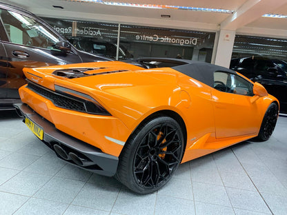 We produced premium quality forged wheels rims for  LAMBORGHINI HURACAN  Our wheels sizes:   Front 20 x 9 ET 30  Rear 21 x 12 ET 32  Finishing: Glossy Black  Forged wheels can be produced in any wheel specs by your inquiries and we can provide our specs