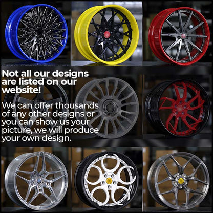 We manufacture premium quality forged wheels rims for   RIVIAN R1T R1S in any design, size, color.  Wheels size: 20 x 8.5 ET 48  PCD: 5 X 5.5"  Lug Bolt: 14mm x 1.5mm [22mm socket]  Lug Bolt Torque: 140 ft-lbs / 190 Nm  CB: 64.1  Forged wheels can be produced in any wheel specs by your inquiries and we can provide our specs